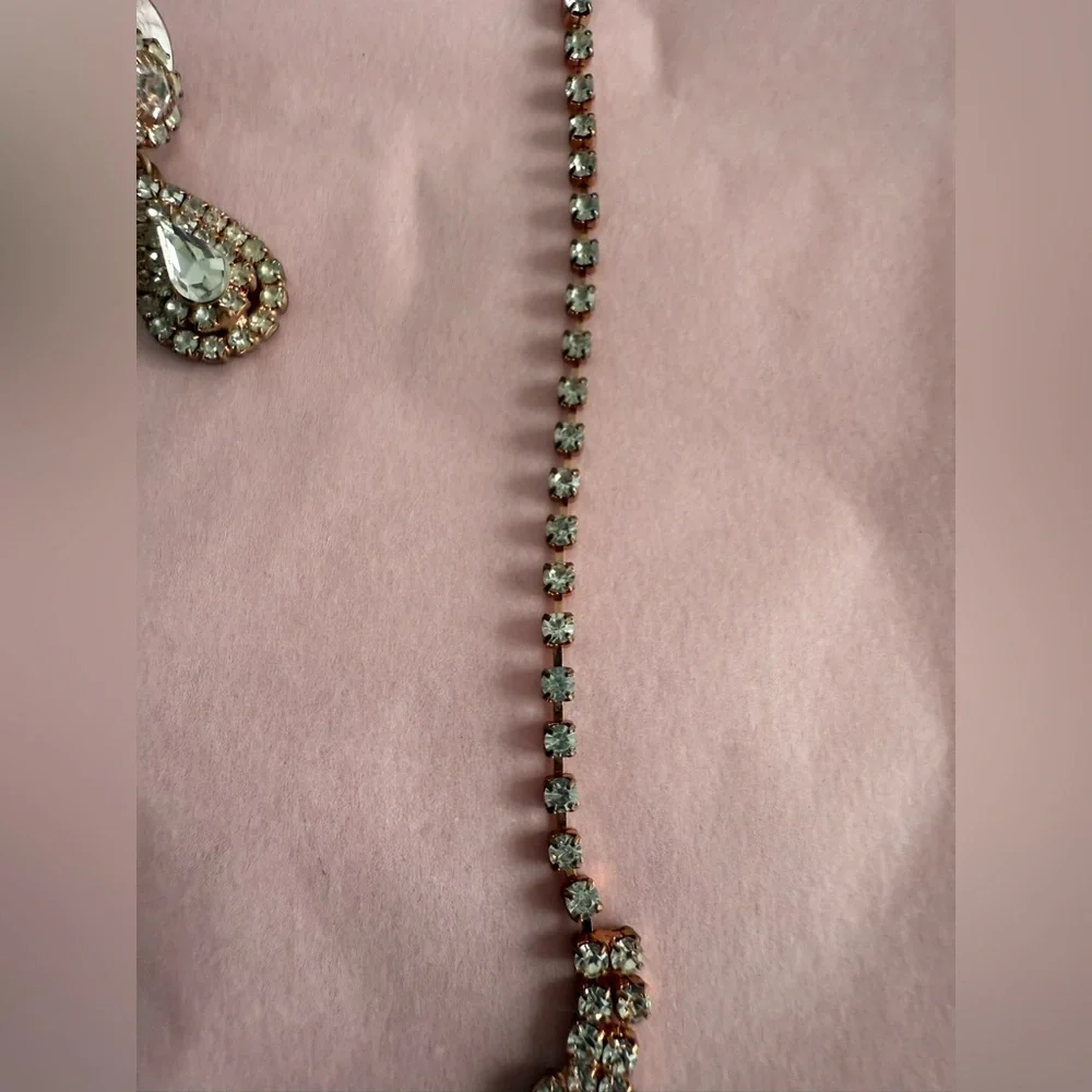 New Marquise Collection Jewelry Rose Gold Necklace/Earrings w/Cubic Zirconias - Picture 7 of 14
